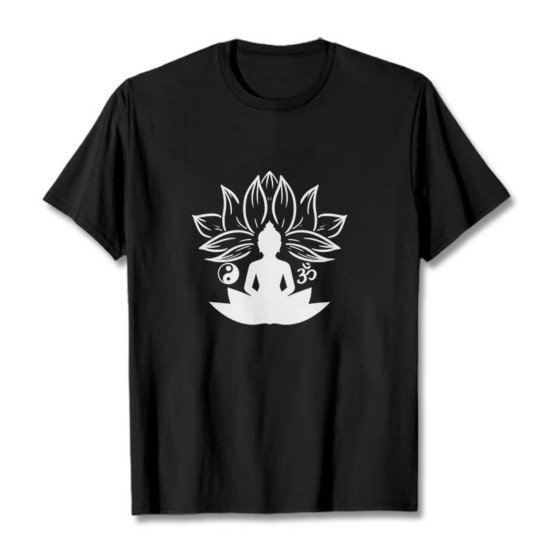 Buddha Stones con statua di Buddha seduta con loto e meditazione, pietre di Buddha Om Yin Yang - Nero - 2XL - image 4