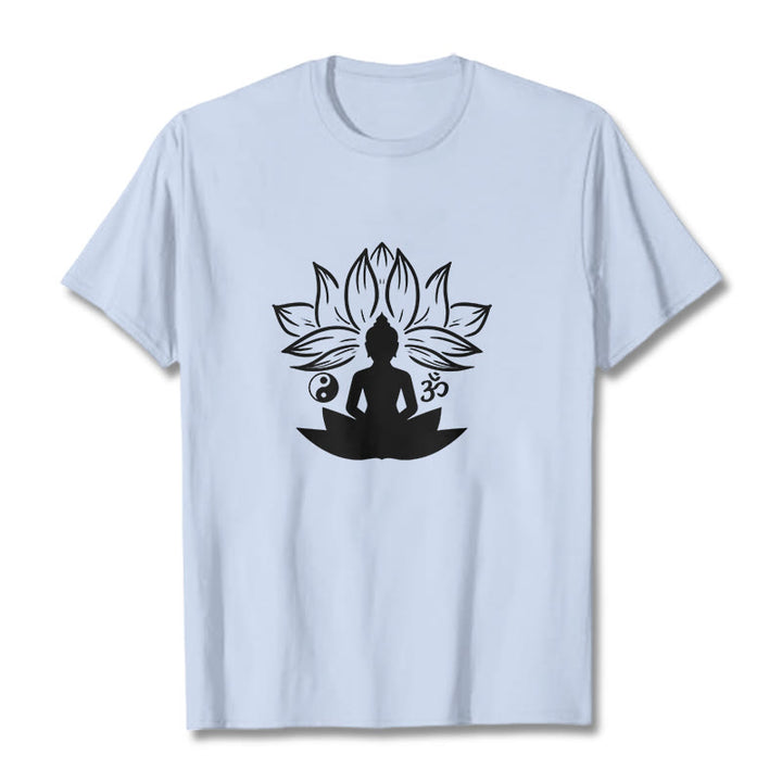 Buddha Stones con statua di Buddha seduta con loto e meditazione, pietre di Buddha Om Yin Yang - Ciano chiaro - 2XL - image 18
