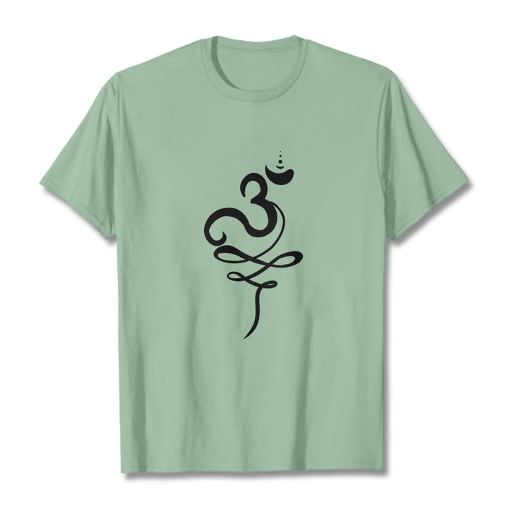 T-shirt con maglietta in sanscrito OM Buddha Stones - Verde pallido - 2XL - image 14