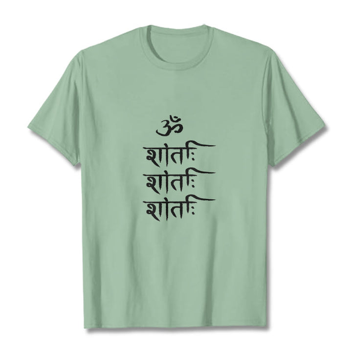 T-shirt con motivo sanscrito Buddha Stones OM MANTRA - Verde pallido - 2XL - image 15