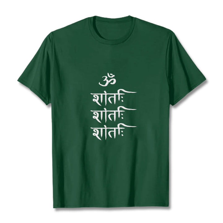 T-shirt con motivo sanscrito Buddha Stones OM MANTRA - Verde foresta - 2XL - image 1