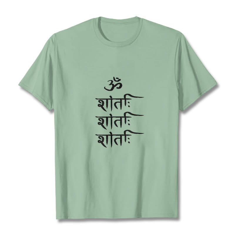 T-shirt con motivo sanscrito Buddha Stones OM MANTRA - Verde pallido - 2XL - image 14