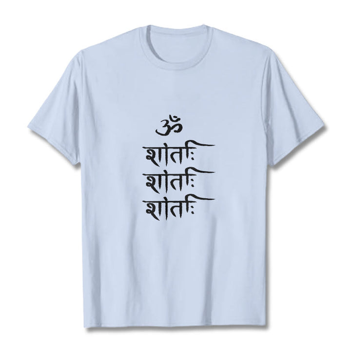 T-shirt con motivo sanscrito Buddha Stones OM MANTRA - Ciano chiaro - 2XL - image 19