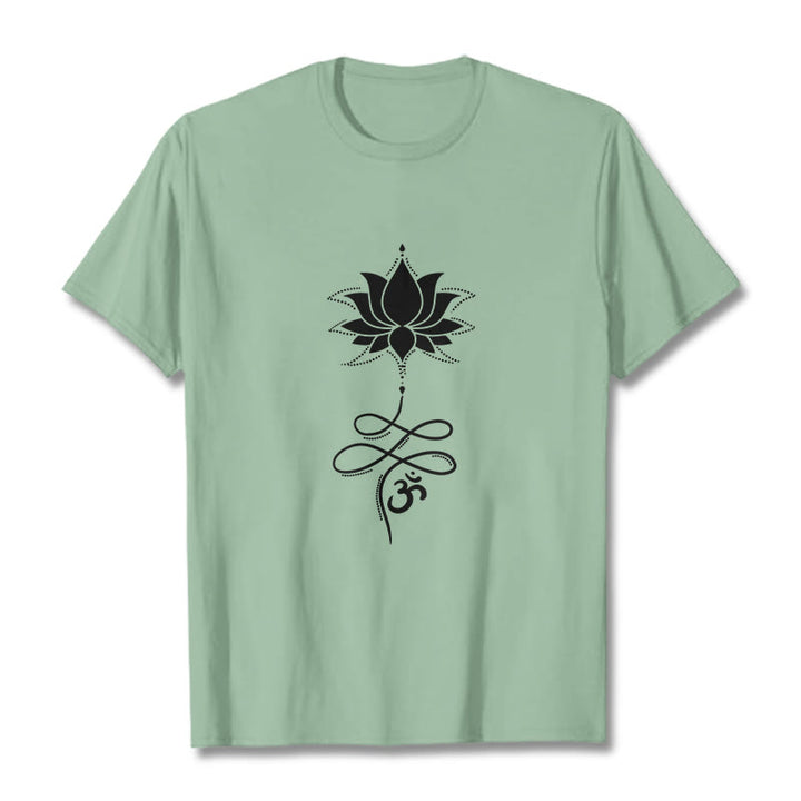 T-shirt con maglietta in sanscrito Buddha Stones Lotus OM - Verde pallido - 2XL - image 14
