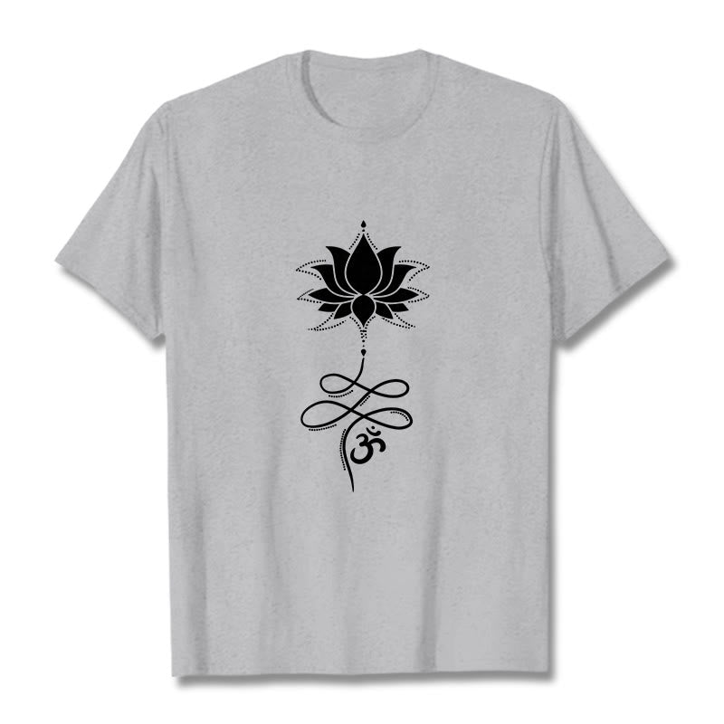 T-shirt con maglietta in sanscrito Buddha Stones Lotus OM - Grigio chiaro - 2XL - image 19