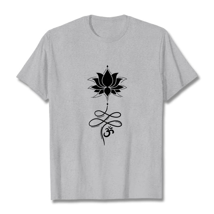 T-shirt con maglietta in sanscrito Buddha Stones Lotus OM - Grigio chiaro - 2XL - image 20