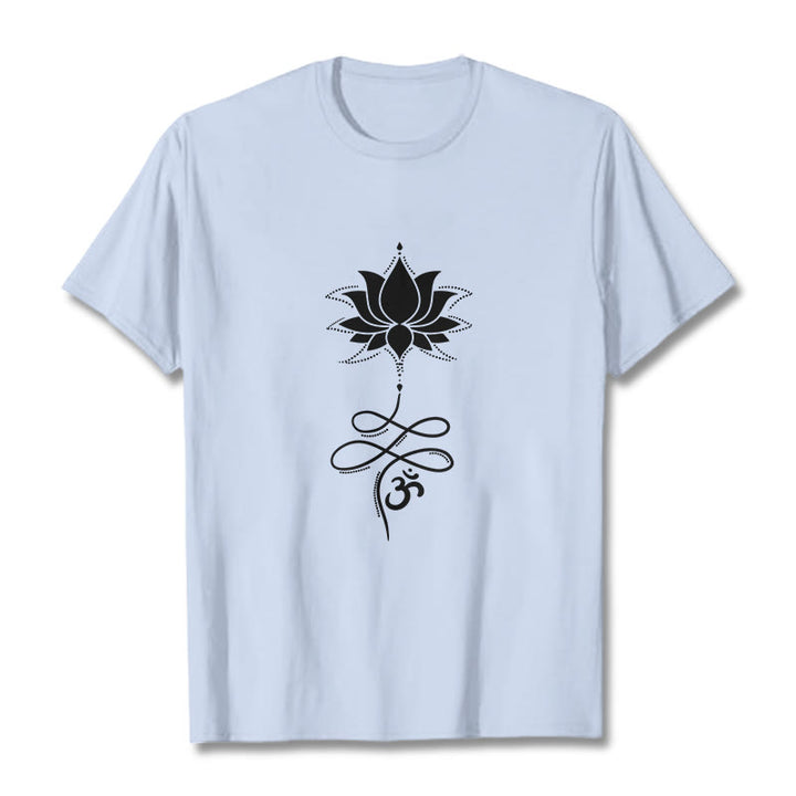 T-shirt con maglietta in sanscrito Buddha Stones Lotus OM - Ciano chiaro - 2XL - image 18