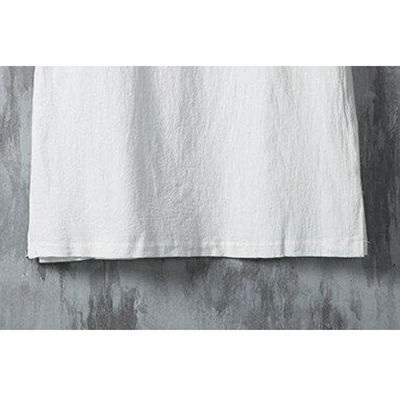 Buddha Stones in cotone e lino con maniche corte, motivo patchwork, motivo Buddha Stones, estate, bottoni e stampa cinese a rana - image 5