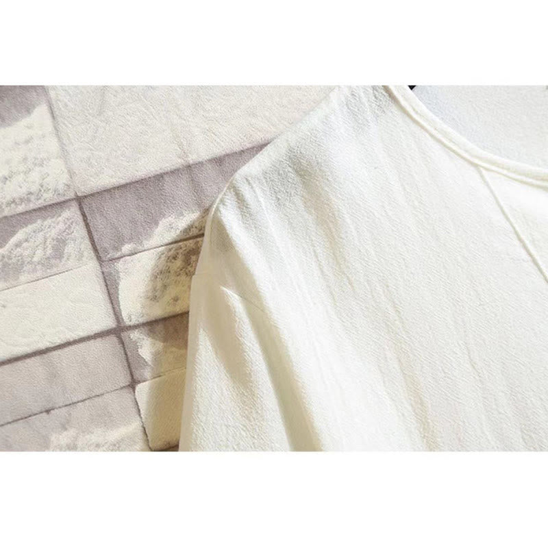 Set da meditazione in lino e cotone da uomo, 2 pezzi, maglietta a maniche corte con coulisse e pantaloni corti con tasche, Buddha Stones - image 5