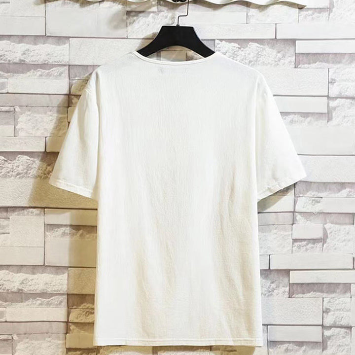 Set da meditazione in lino e cotone da uomo, 2 pezzi, maglietta a maniche corte con coulisse e pantaloni corti con tasche, Buddha Stones - image 4