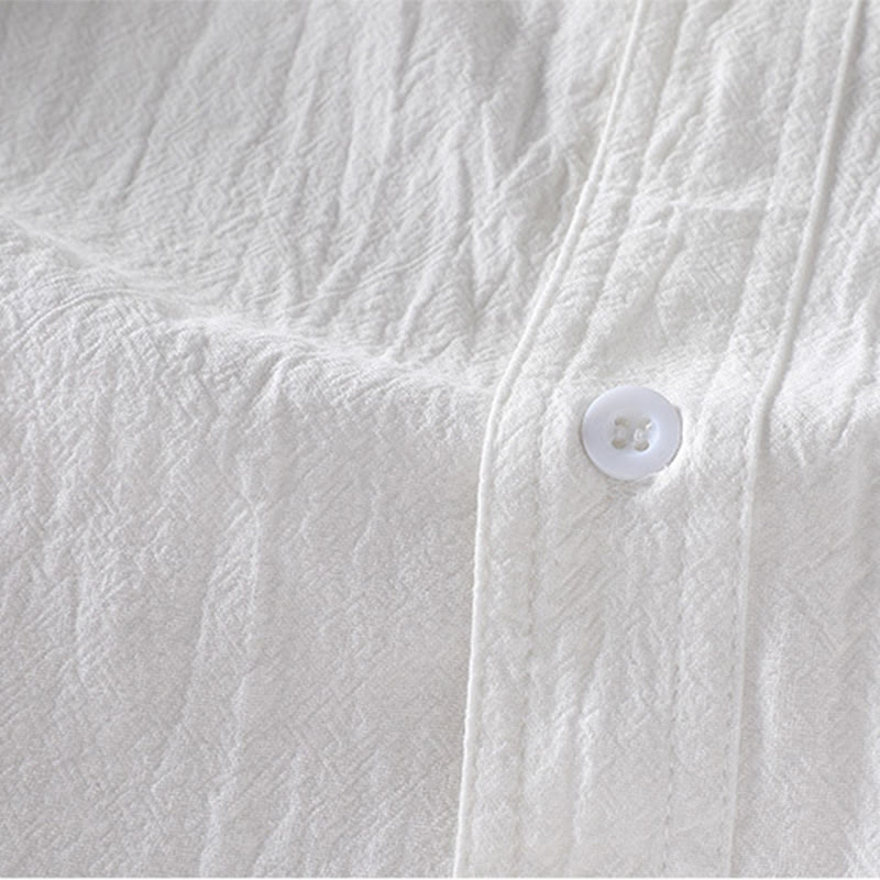 Camicia da uomo in cotone e lino, monopetto, casual, vintage, con maniche a tre quarti, con taschino, Buddha Stones - image 11