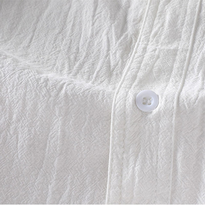 Camicia da uomo in cotone e lino, monopetto, casual, vintage, con maniche a tre quarti, con taschino, Buddha Stones - image 11