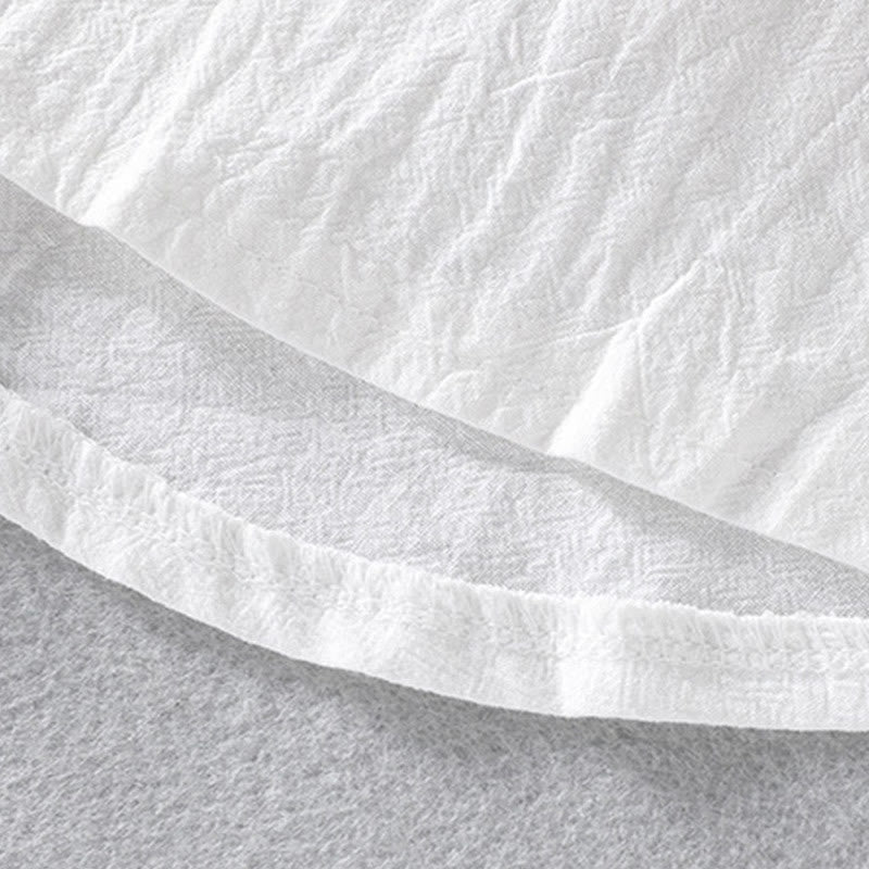 Camicia da uomo in cotone e lino, monopetto, casual, vintage, con maniche a tre quarti, con taschino, Buddha Stones - image 8