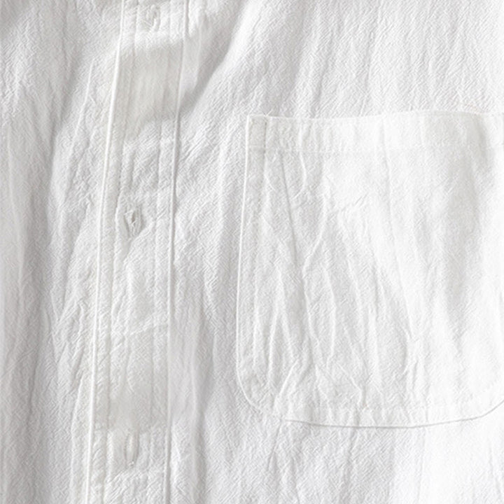 Camicia da uomo a maniche a tre quarti, monopetto, a tinta unita, con taschino e stampa vintage Buddha Stones. - image 9