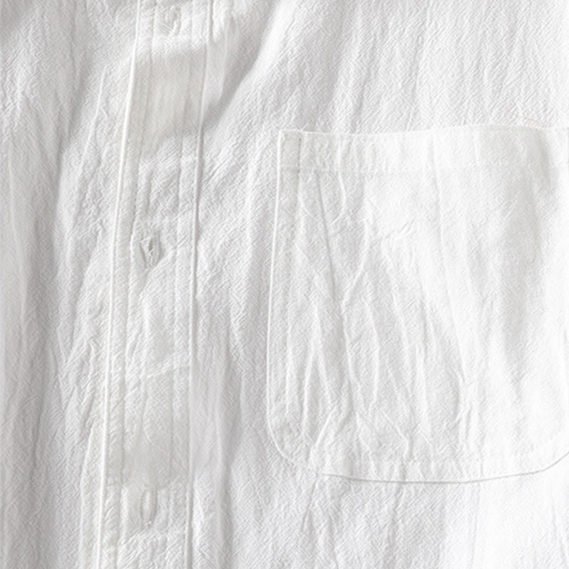 Camicia da uomo in cotone e lino, monopetto, casual, vintage, con maniche a tre quarti, con taschino, Buddha Stones - image 9