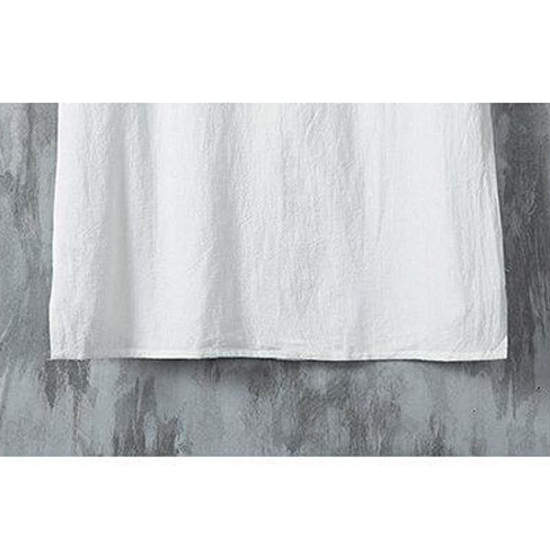 Camicia da uomo in cotone e lino a maniche corte, casual, semplice, con bottoni cinesi a forma di rana, modello Buddha Stones - image 7