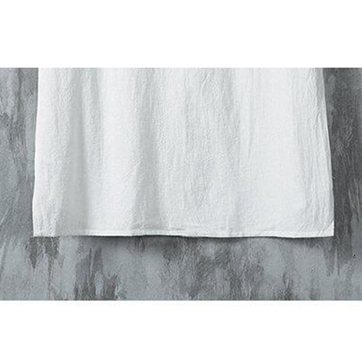 Camicia da uomo in cotone e lino a maniche corte, casual, semplice, con bottoni cinesi a forma di rana, modello Buddha Stones - image 7