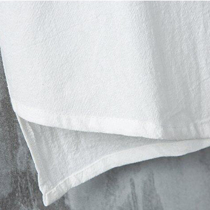 Camicia da uomo in cotone e lino a maniche corte, casual, semplice, con bottoni cinesi a forma di rana, modello Buddha Stones - image 4