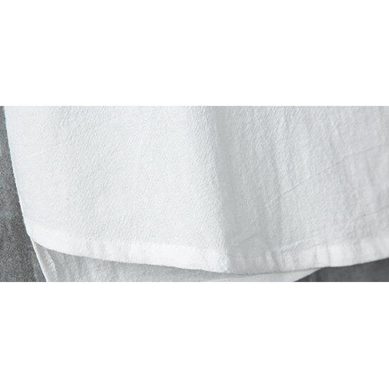 Camicia da uomo in cotone e lino a maniche corte, casual, semplice, con bottoni cinesi a forma di rana, modello Buddha Stones - image 9