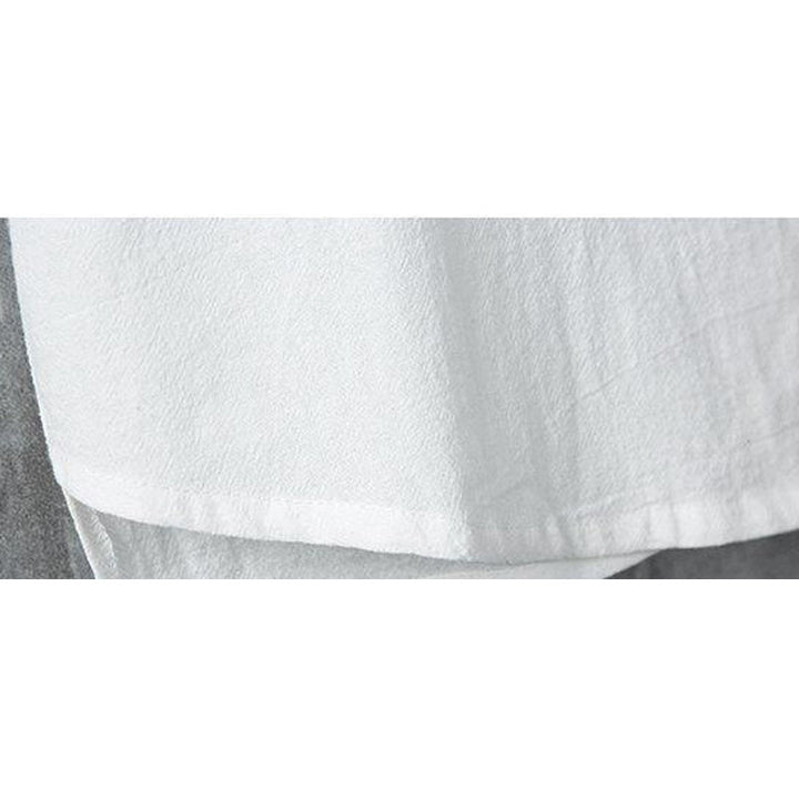 Camicia da uomo in cotone e lino a maniche corte, casual, semplice, con bottoni cinesi a forma di rana, modello Buddha Stones - image 9