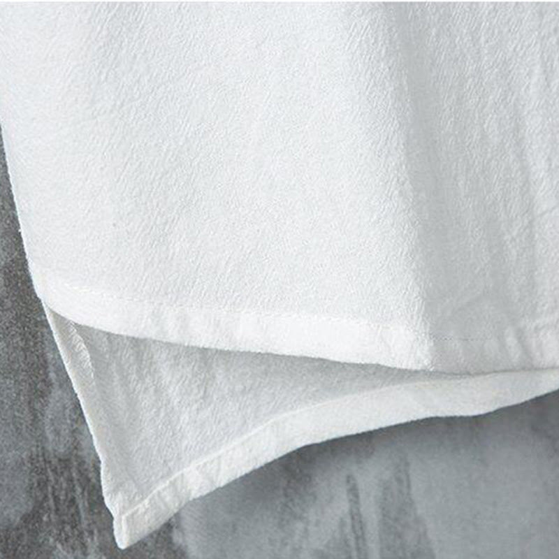 Camicia da uomo in cotone e lino a maniche corte, casual, semplice, con bottoni cinesi a forma di rana, modello Buddha Stones - image 4