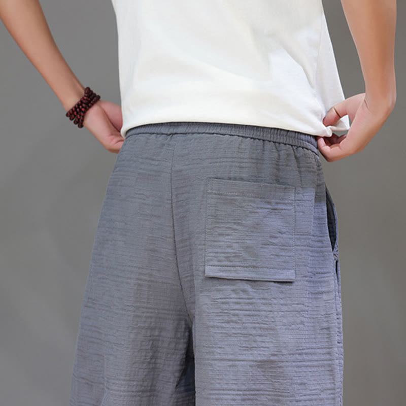 Pantaloni harem da uomo in cotone e lino con coulisse, modello Buddha Stones, vintage, jacquard, tinta unita, con tasche - image 12