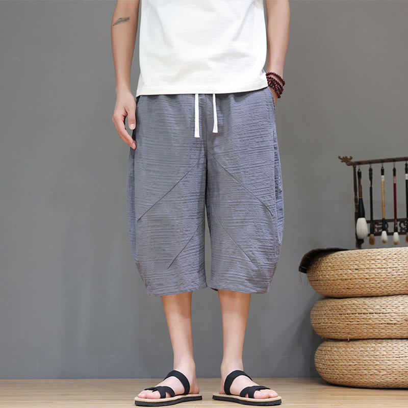 Pantaloni harem da uomo in cotone e lino con coulisse, modello Buddha Stones, vintage, jacquard, tinta unita, con tasche - image 7