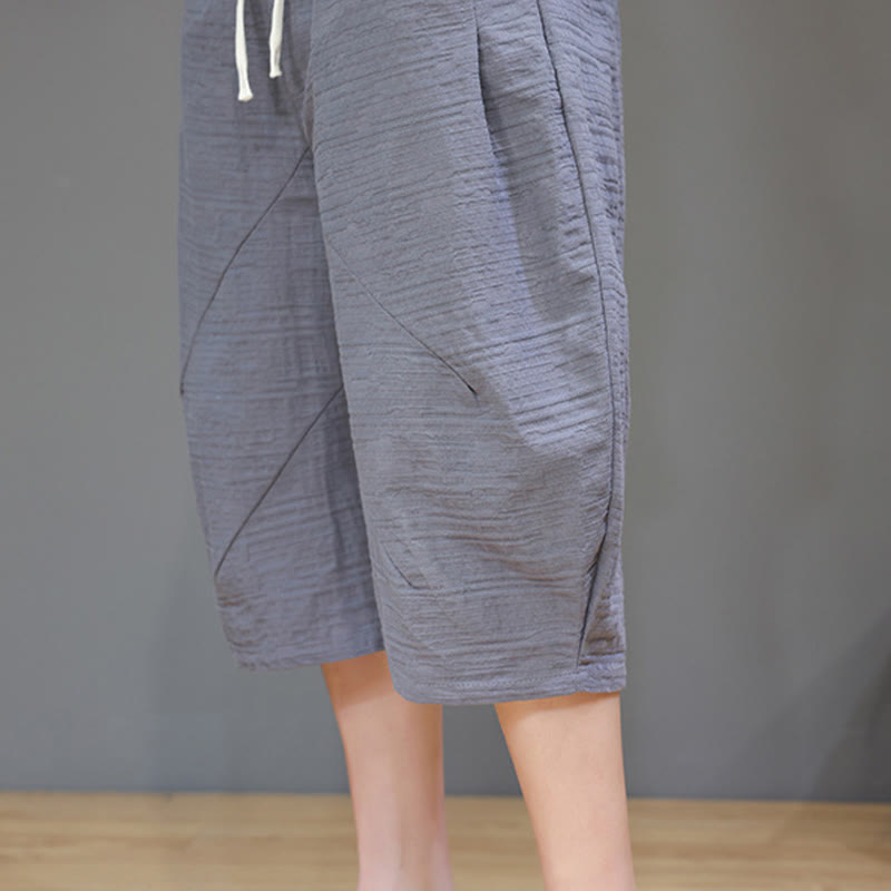 Pantaloni harem da uomo in cotone e lino con coulisse, modello Buddha Stones, vintage, jacquard, tinta unita, con tasche - image 13