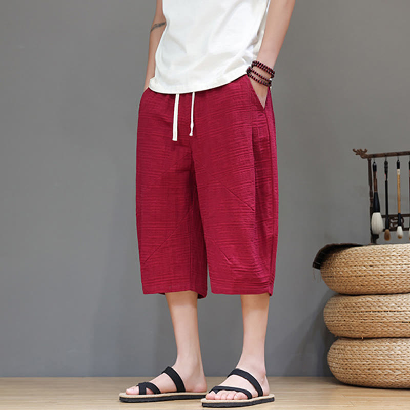 Pantaloni harem da uomo in cotone e lino con coulisse, modello Buddha Stones, vintage, jacquard, tinta unita, con tasche - image 24