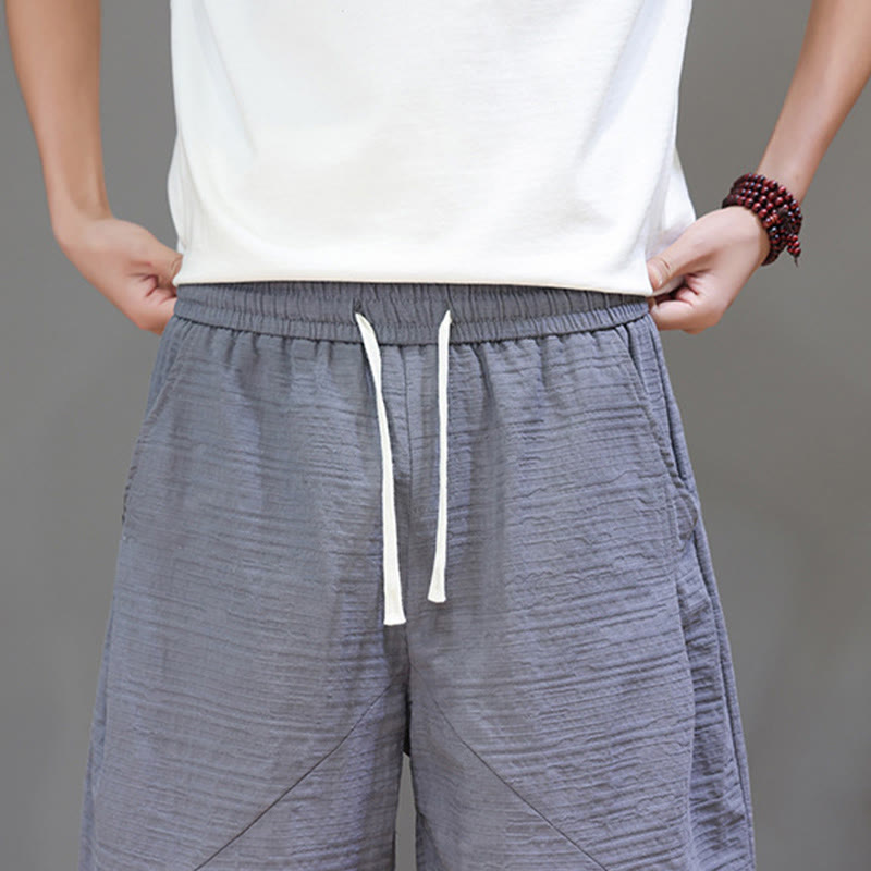 Pantaloni harem da uomo in cotone e lino con coulisse, modello Buddha Stones, vintage, jacquard, tinta unita, con tasche - image 11