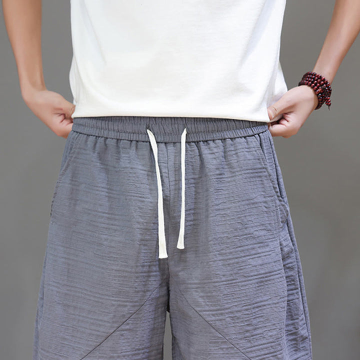 Pantaloni harem da uomo in cotone e lino con coulisse, modello Buddha Stones, vintage, jacquard, tinta unita, con tasche - image 11