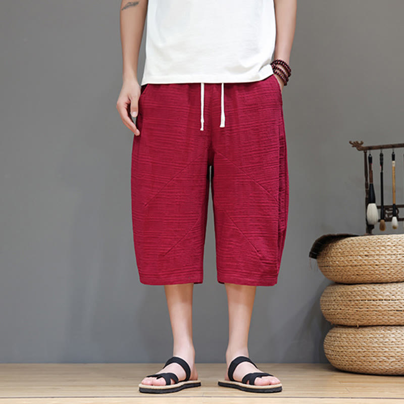 Pantaloni harem da uomo in cotone e lino con coulisse, modello Buddha Stones, vintage, jacquard, tinta unita, con tasche - image 28