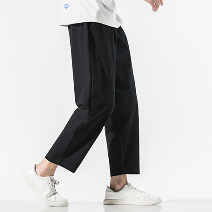 Pantaloni harem da uomo in cotone e lino con coulisse, in tinta unita, con tasche, Buddha Stones Vintage Jacquard - image 16