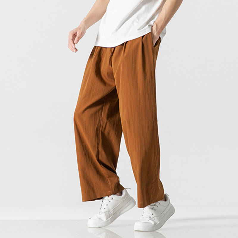 Pantaloni da uomo in cotone e lino con coulisse, con tasche, modello Buddha Stones, casual, estivi, semplici, a gamba dritta - image 31