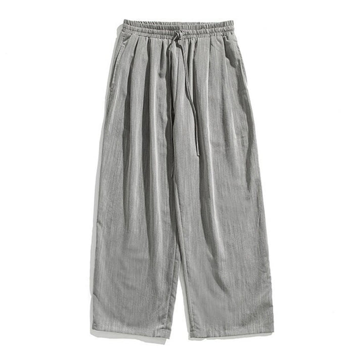 Pantaloni da uomo in cotone e lino con coulisse, con tasche, modello Buddha Stones, casual, estivi, semplici, a gamba dritta