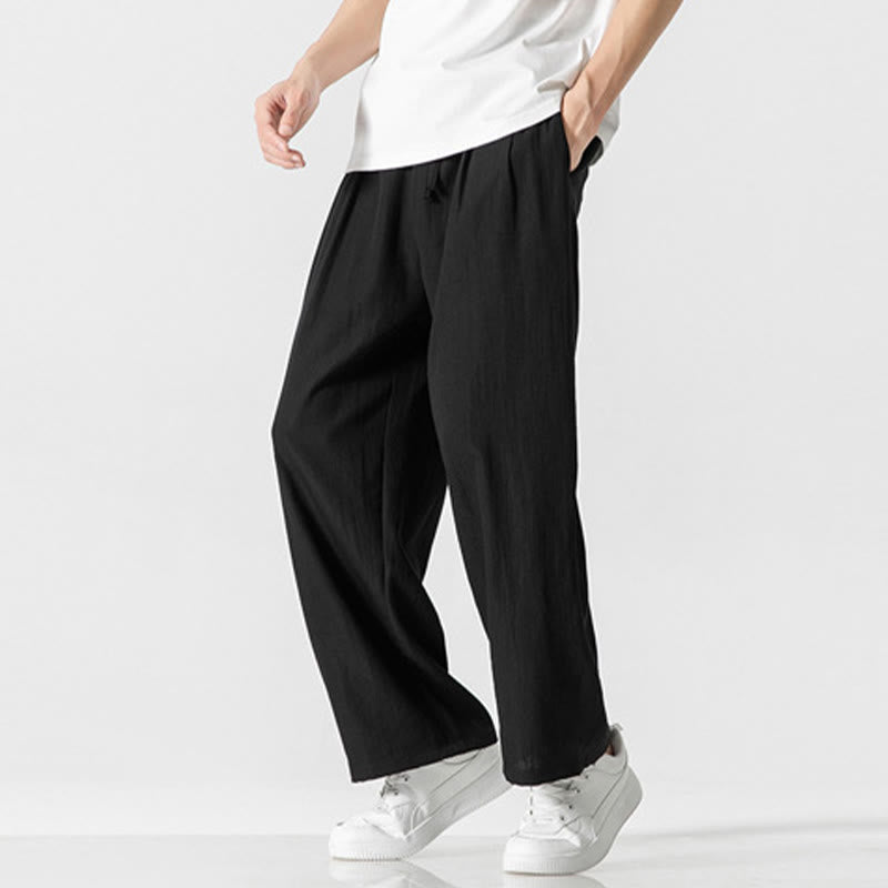 Pantaloni da uomo in cotone e lino con coulisse, con tasche, modello Buddha Stones, casual, estivi, semplici, a gamba dritta - image 18