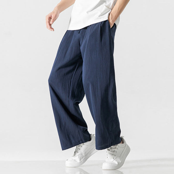 Pantaloni da uomo in cotone e lino con coulisse, con tasche, modello Buddha Stones, casual, estivi, semplici, a gamba dritta - image 25