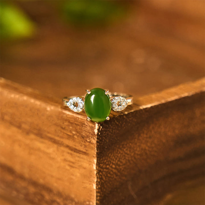 Anello della prosperità con fibbia regolabile in giada naturale Buddha Stones
