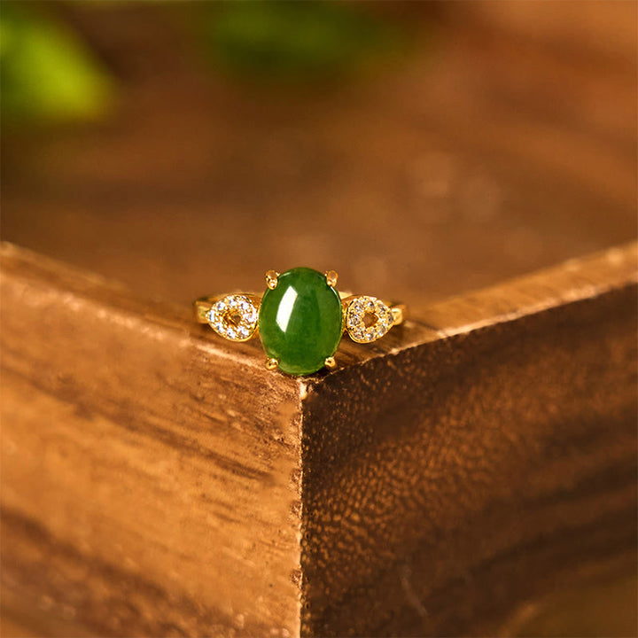Anello della prosperità con fibbia regolabile in giada naturale Buddha Stones