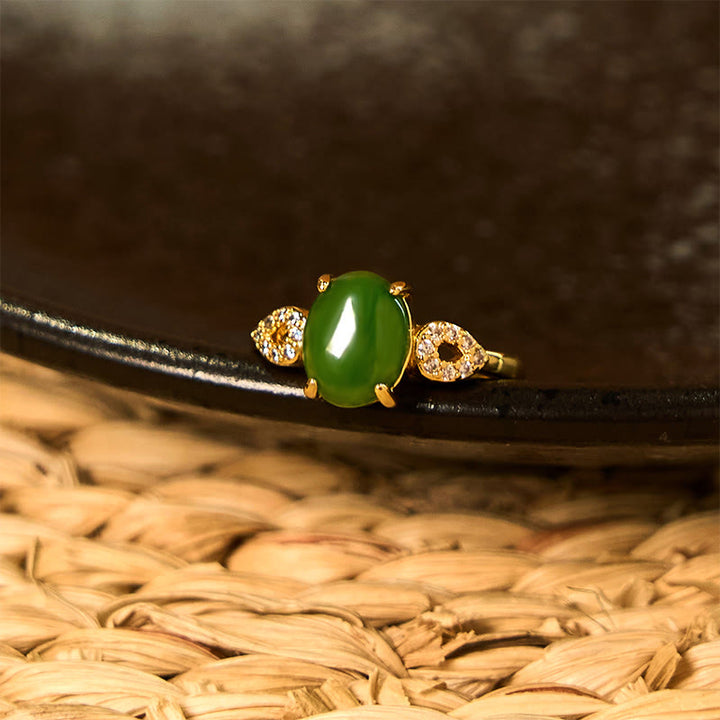 Anello della prosperità con fibbia regolabile in giada naturale Buddha Stones