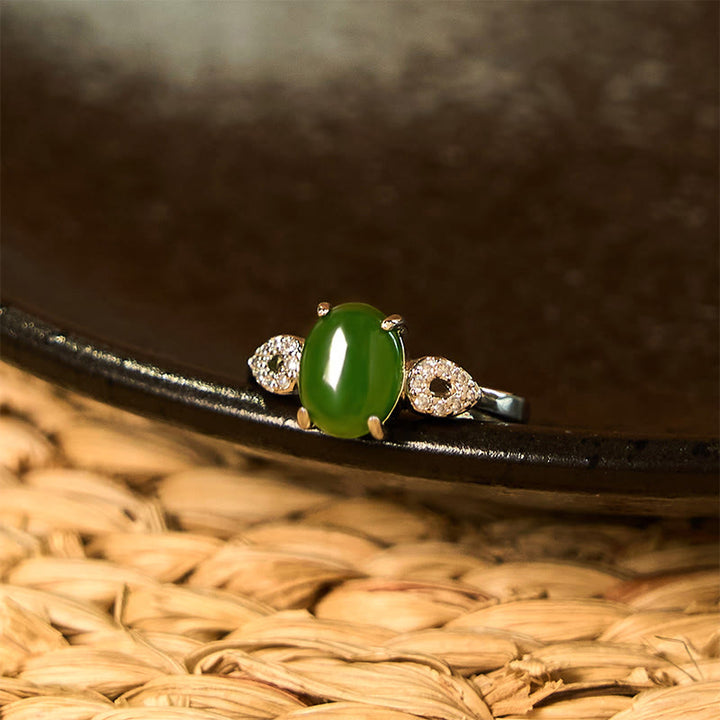 Anello della prosperità con fibbia regolabile in giada naturale Buddha Stones