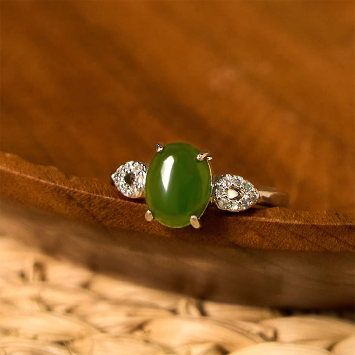 Anello della prosperità con fibbia regolabile in giada naturale Buddha Stones