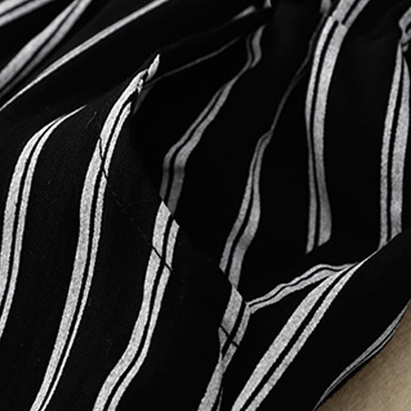 Pantaloni larghi da donna con tasche e lacci a righe in acrilico casual Buddha Stones - image 4