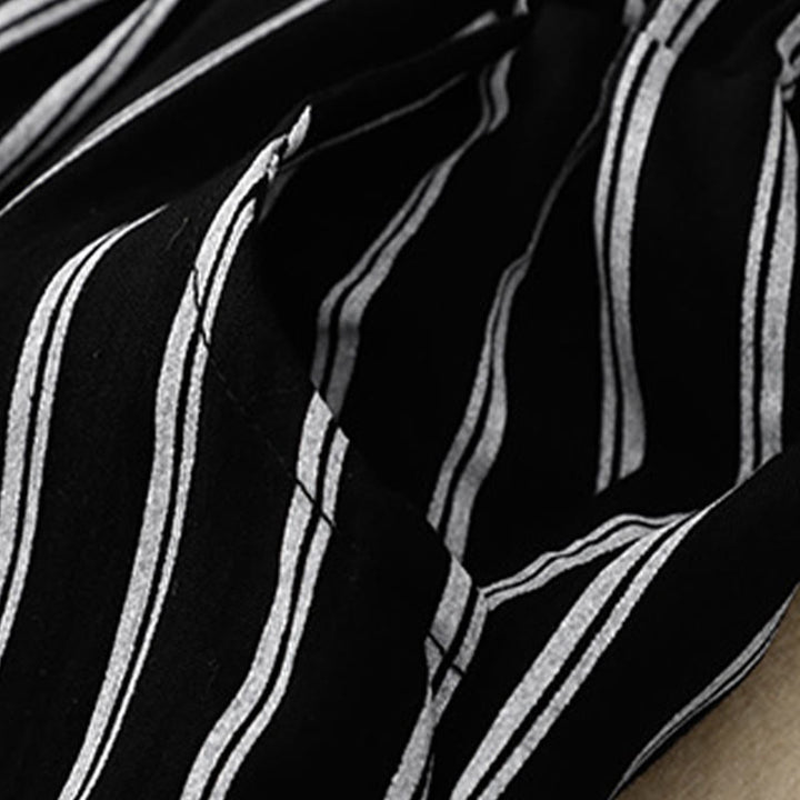 Pantaloni larghi da donna con tasche e lacci a righe in acrilico casual Buddha Stones - image 4