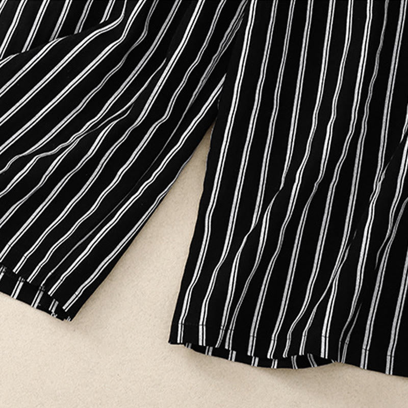 Pantaloni larghi da donna con tasche e lacci a righe in acrilico casual Buddha Stones - image 3