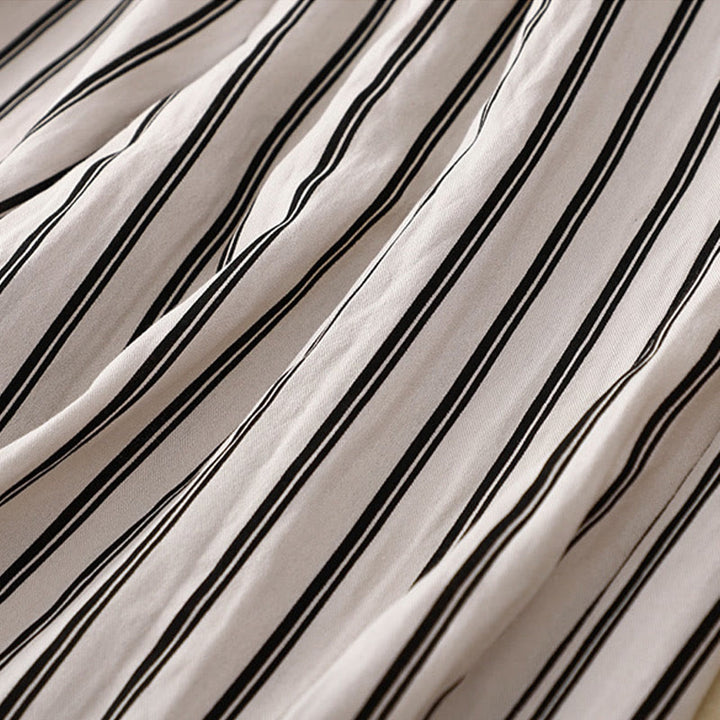 Pantaloni larghi da donna con tasche e lacci a righe in acrilico casual Buddha Stones - image 9