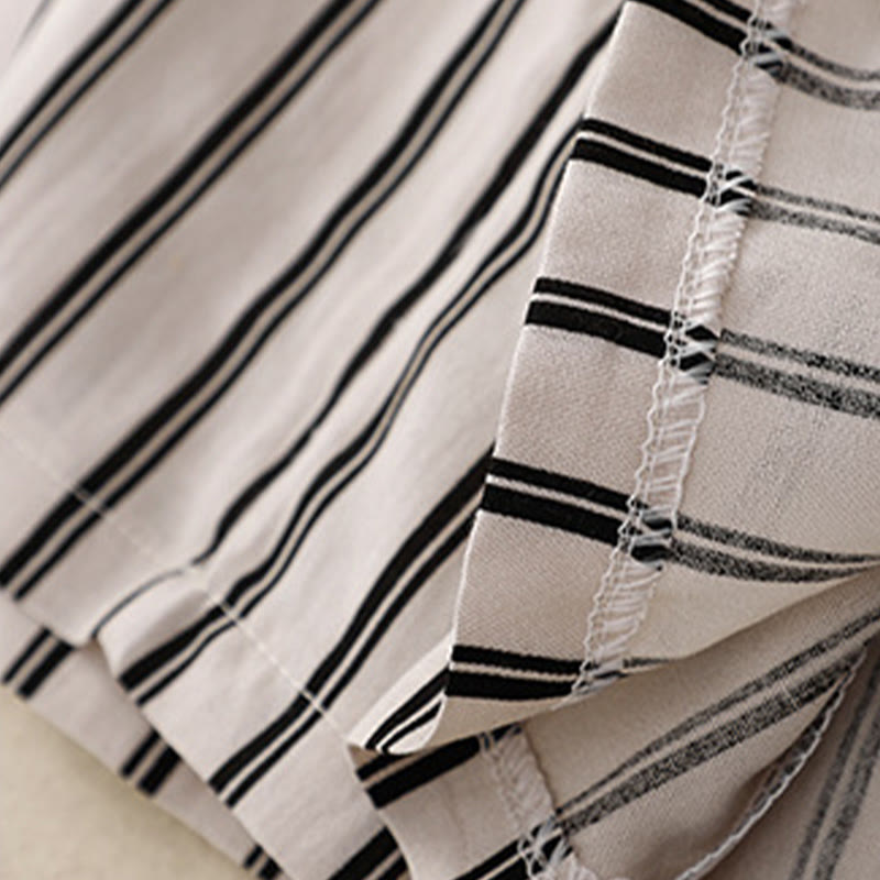 Pantaloni larghi da donna con tasche e lacci a righe in acrilico casual Buddha Stones - image 13