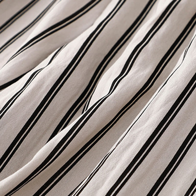 Pantaloni larghi da donna con tasche e lacci a righe in acrilico casual Buddha Stones - image 11