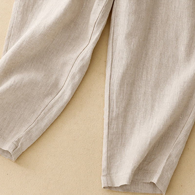 Pantaloni harem da donna in lino e cotone con tasche, modello Buddha Stones, estivi, semplici e casual, lunghezza 7-8, bottoni - image 18