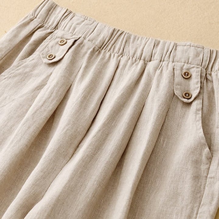 Pantaloni harem da donna in lino e cotone con tasche, modello Buddha Stones, estivi, semplici e casual, lunghezza 7-8, bottoni - image 16